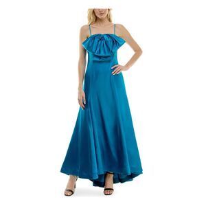 TAYLOR Womens Teal Exaggerated Bow Hem Spaghetti Strap Formal Dress 16